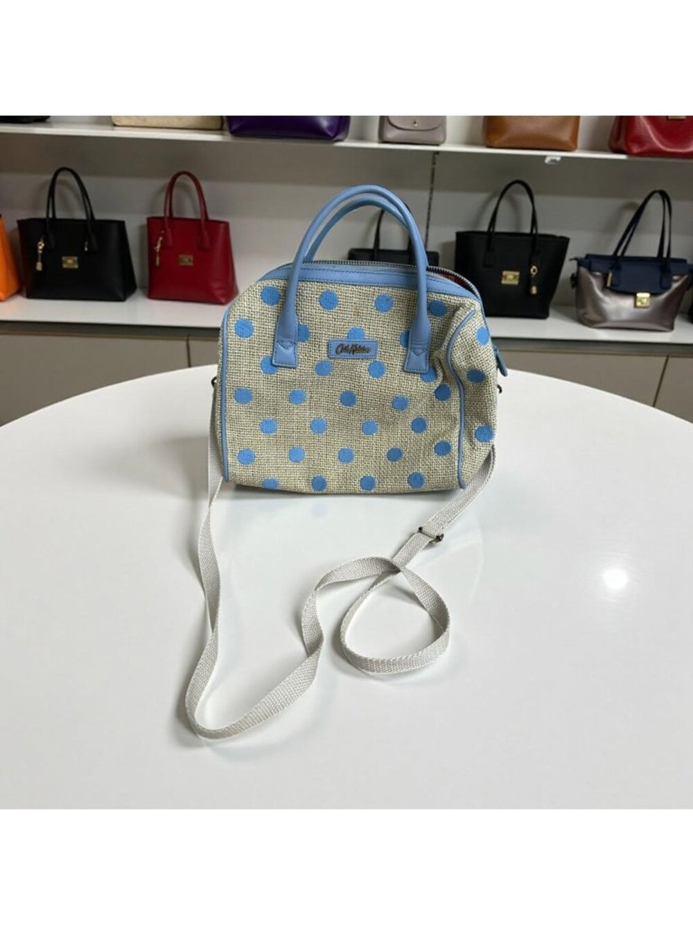 CATH KIDSTON Blue Polka Dot Crossbody Satchel Bag
